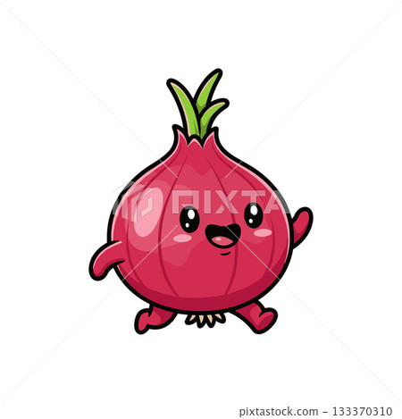 Onion Cartoon Vector . Cute Vegetable Character Icon Vector Onion Cartoon Vector . Cute Vegetable Character Icon Vector 133370310