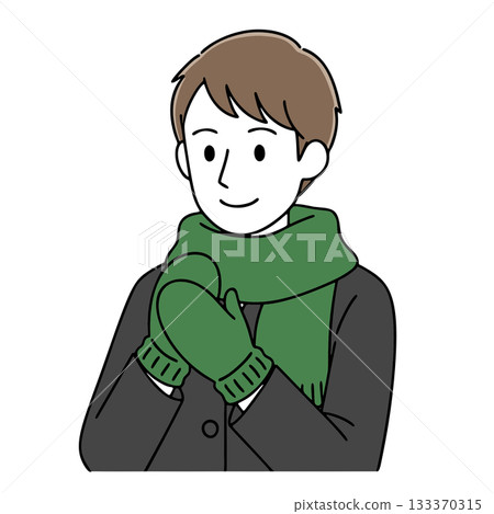 圖：一位戴著圍巾和手套的男士 133370315