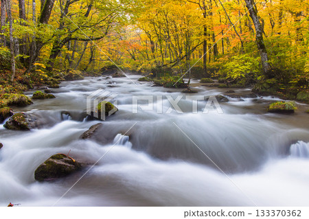 【青森縣_奧入瀨峽谷】十月山瀾川美麗的秋色 133370362