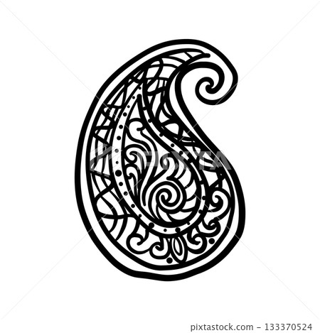 Intricate paisley outline ornament for traditional design Intricate paisley outline ornament for traditional design 133370524