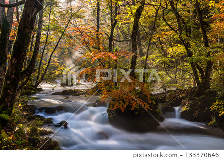 [青森縣_奧入瀨溪谷]十月的秋色石枝戶 133370646