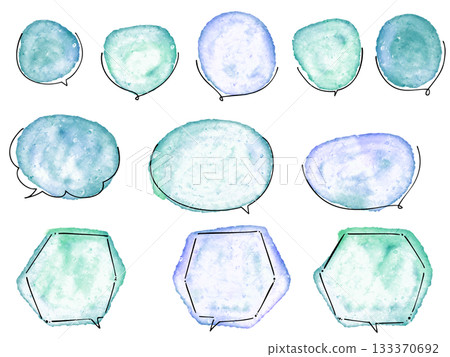 可愛的水彩對話框，手繪的 133370692