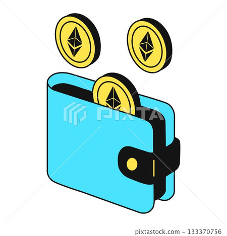 Ethereum Cryptocurrency Wallet with Yellow Coins Ethereum Cryptocurrency Wallet with Yellow Coins 133370756
