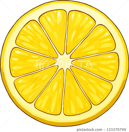 Illustration of a sliced lemon 133370799