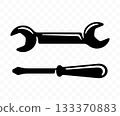 Spanner, wrench, screwdriver and turn-screw, graphic design. Tools, construction, repair and repairing, vector design and illustration 133370883