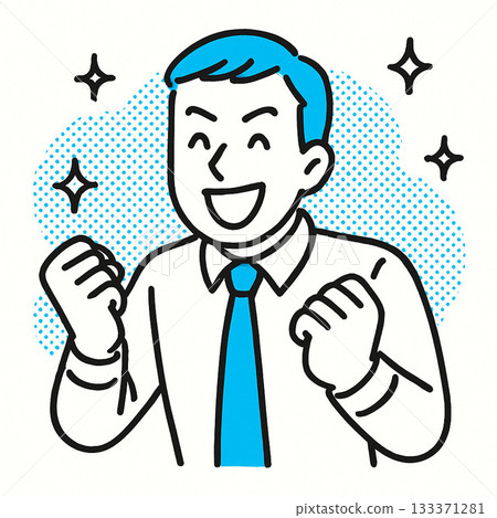 一位商人揮拳慶祝的插圖 | 線條藝術,展現成功、激勵、積極和商業場景 一位商人揮拳慶祝的插圖 | 線條藝術,展現成功、激勵、積極和商業場景 133371281