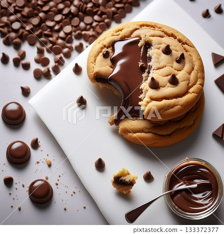 tasty cake with chocolate and nuts tasty cake with chocolate and nuts 133372377