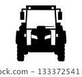[Agricultural machinery] Black and white silhouette of a tractor viewed from the front. 133372541