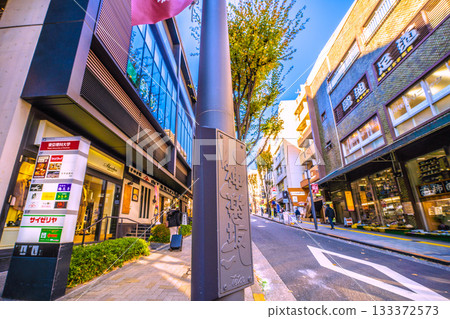 Tokyo cityscape in Japan: A town filled with atmosphere. A view of Kagurazaka in the morning. 133372573