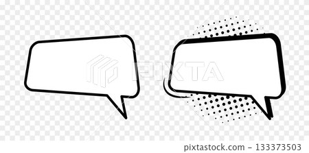 A set of retro comic book style speech bubbles on a transparent background. A set of retro comic book style speech bubbles on a transparent background. 133373503