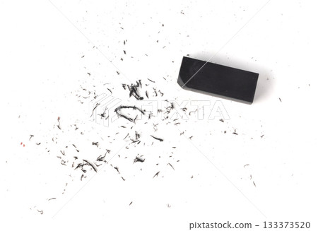 Eraser on paper. Erasing what was written, deleting an error, correcting mistake Eraser on paper. Erasing what was written, deleting an error, correcting mistake 133373520