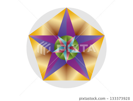 Pentagram symbol, Pentagonal star. Golden section, Fibonacci number. Colorful Star Pentagon, Geometric shape. Abstract vector logo design isolated on white background Pentagram symbol, Pentagonal star. Golden section, Fibonacci number. Colorful Star Pentagon, Geometric shape. Abstract vector logo design isolated on white background 133373928
