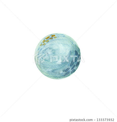 A stylized children's illustration of the Blue Planet in watercolor and pencil. Isolated illustration for children's textile design and space-themed parties. A stylized children's illustration of the Blue Planet in watercolor and pencil. Isolated illustration for children's textile design and space-themed parties. 133373932