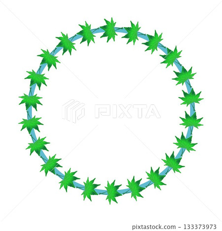 Blue maple circular frame illustration Blue maple circular frame illustration 133373973