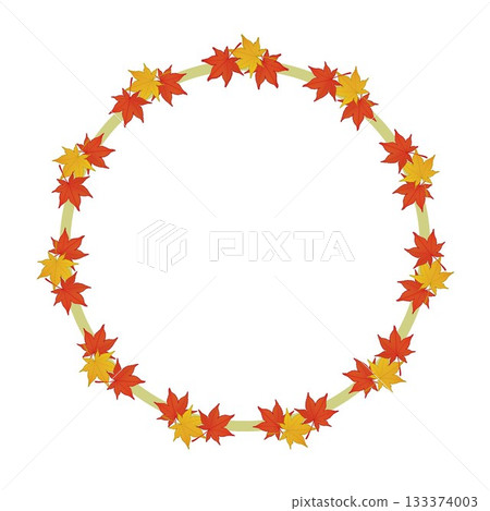 Circular frame illustration of autumn maple leaves 133374003