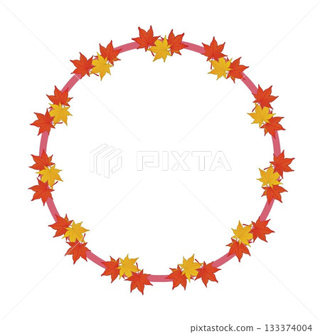Circular frame illustration of autumn maple leaves Circular frame illustration of autumn maple leaves 133374004