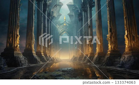 ancient temple in night 133374063