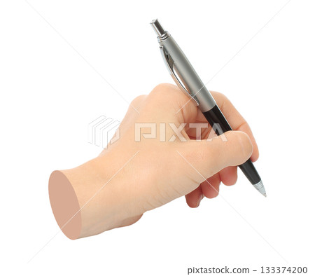 Hands with business pen isolated on transparent background. Contemporary art design Hands with business pen isolated on transparent background. Contemporary art design 133374200