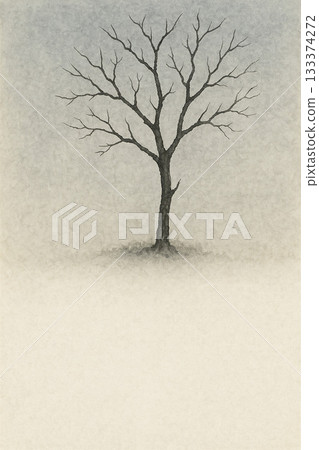 枯樹系列：一幅枯樹的構圖，樹枝向上伸展。 133374272