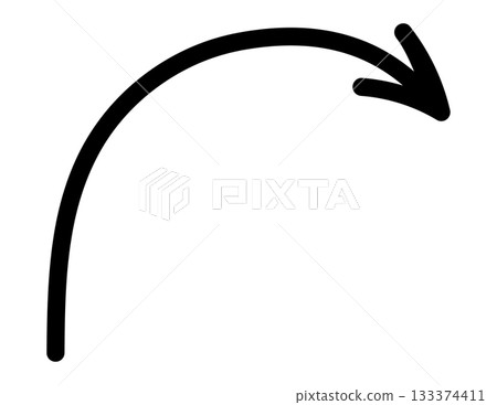 Hand drawn curved arrow design for creative projects 133374411
