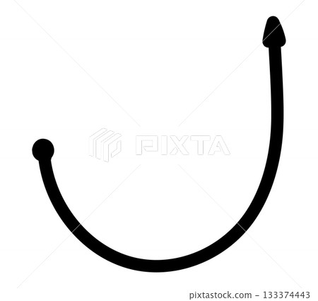 Hand drawn curved arrow on white background for creative design 133374443