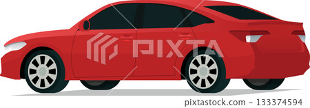 Modern city sedan angled rear side view 133374594