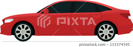 Modern city sedan flat side view 133374595