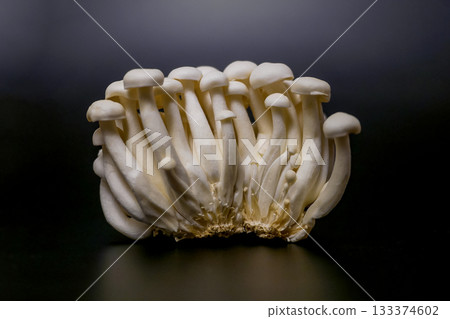 Premium White Shimeji Mushrooms on Dark Minimalist Background Premium White Shimeji Mushrooms on Dark Minimalist Background 133374602