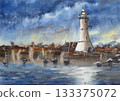 Lighthouse in cloudy weather 133375072