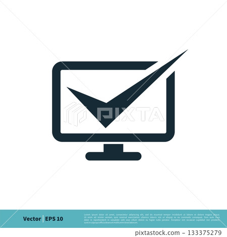Flat Screen Television, Check Mark and Monitor icon Vector Logo Template Illustration Design. Vector EPS 10. Flat Screen Television, Check Mark and Monitor icon Vector Logo Template Illustration Design. Vector EPS 10. 133375279