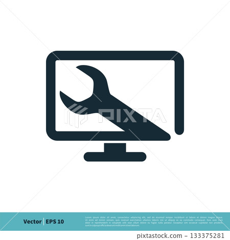 Flat Screen Television, Wrench and Monitor icon Vector Logo Template Illustration Design. Vector EPS 10. 133375281