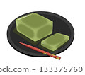 Illustration of matcha yokan on a plate (matcha sweets 15) 133375760