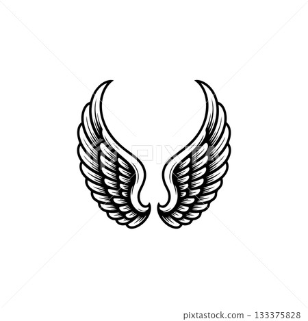 Vintage wings isolated on white background. Design elements for logo, label, emblem, sign, brand mark. Vector illustration. 133375828