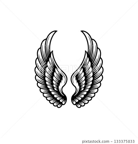 Vintage wings isolated on white background. Design elements for logo, label, emblem, sign, brand mark. Vector illustration. 133375833
