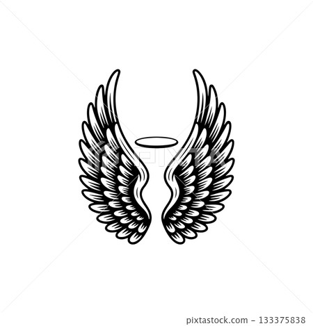 Vintage wings isolated on white background. Design elements for logo, label, emblem, sign, brand mark. Vector illustration. 133375838
