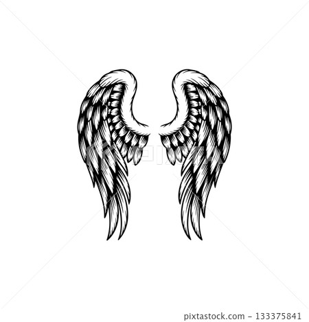 Vintage wings isolated on white background. Design elements for logo, label, emblem, sign, brand mark. Vector illustration. Vintage wings isolated on white background. Design elements for logo, label, emblem, sign, brand mark. Vector illustration. 133375841