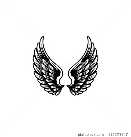 Vintage wings isolated on white background. Design elements for logo, label, emblem, sign, brand mark. Vector illustration. Vintage wings isolated on white background. Design elements for logo, label, emblem, sign, brand mark. Vector illustration. 133375847