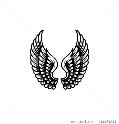 Vintage wings isolated on white background. Design elements for logo, label, emblem, sign, brand mark. Vector illustration. 133375853