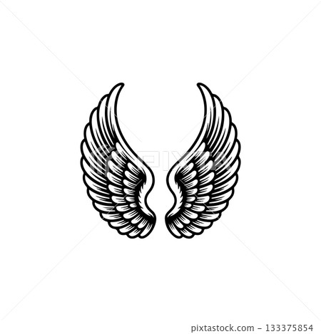 Vintage wings isolated on white background. Design elements for logo, label, emblem, sign, brand mark. Vector illustration. 133375854