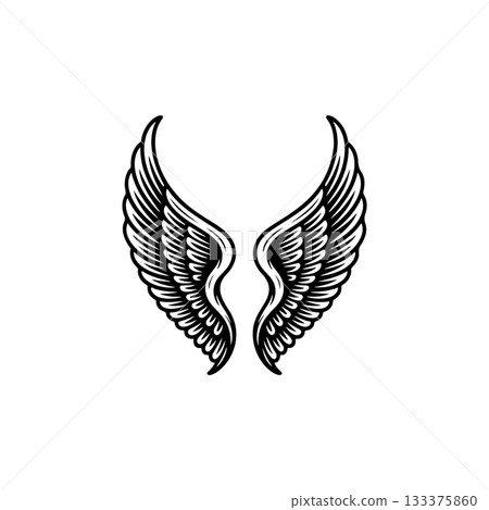 Vintage wings isolated on white background. Design elements for logo, label, emblem, sign, brand mark. Vector illustration. 133375860