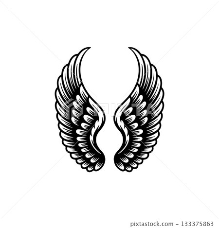Vintage wings isolated on white background. Design elements for logo, label, emblem, sign, brand mark. Vector illustration. Vintage wings isolated on white background. Design elements for logo, label, emblem, sign, brand mark. Vector illustration. 133375863