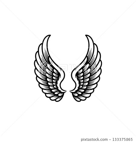 Vintage wings isolated on white background. Design elements for logo, label, emblem, sign, brand mark. Vector illustration. Vintage wings isolated on white background. Design elements for logo, label, emblem, sign, brand mark. Vector illustration. 133375865