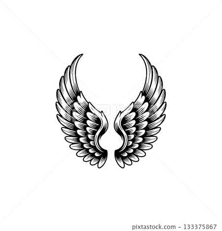Vintage wings isolated on white background. Design elements for logo, label, emblem, sign, brand mark. Vector illustration. 133375867