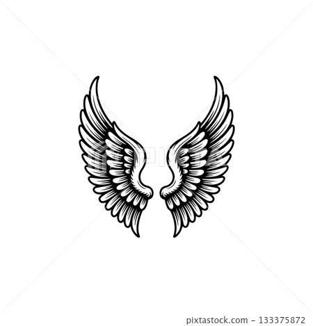 Vintage wings isolated on white background. Design elements for logo, label, emblem, sign, brand mark. Vector illustration. 133375872