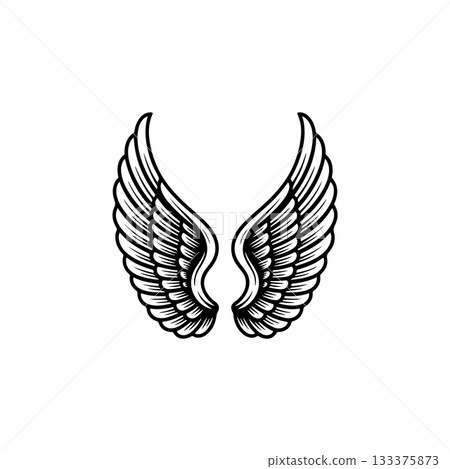 Vintage wings isolated on white background. Design elements for logo, label, emblem, sign, brand mark. Vector illustration. Vintage wings isolated on white background. Design elements for logo, label, emblem, sign, brand mark. Vector illustration. 133375873