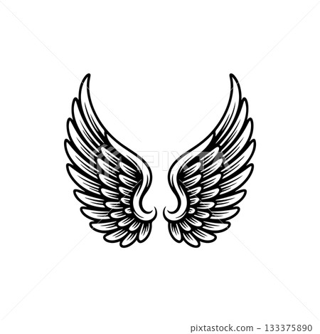 Vintage wings isolated on white background. Design elements for logo, label, emblem, sign, brand mark. Vector illustration. Vintage wings isolated on white background. Design elements for logo, label, emblem, sign, brand mark. Vector illustration. 133375890