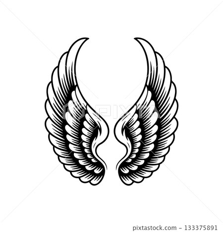 Vintage wings isolated on white background. Design elements for logo, label, emblem, sign, brand mark. Vector illustration. Vintage wings isolated on white background. Design elements for logo, label, emblem, sign, brand mark. Vector illustration. 133375891