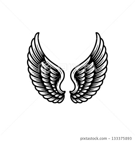 Vintage wings isolated on white background. Design elements for logo, label, emblem, sign, brand mark. Vector illustration. Vintage wings isolated on white background. Design elements for logo, label, emblem, sign, brand mark. Vector illustration. 133375893