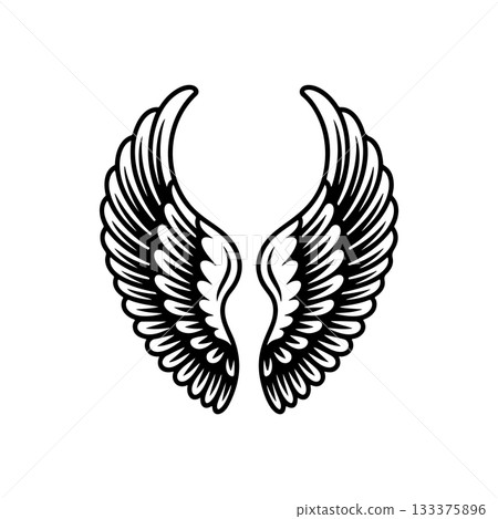 Vintage wings isolated on white background. Design elements for logo, label, emblem, sign, brand mark. Vector illustration. Vintage wings isolated on white background. Design elements for logo, label, emblem, sign, brand mark. Vector illustration. 133375896