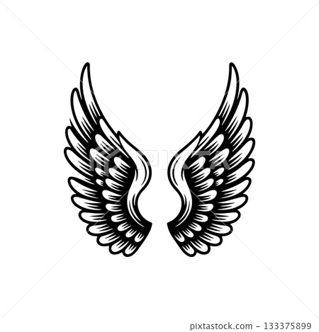 Vintage wings isolated on white background. Design elements for logo, label, emblem, sign, brand mark. Vector illustration. Vintage wings isolated on white background. Design elements for logo, label, emblem, sign, brand mark. Vector illustration. 133375899